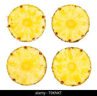 sliced pineapple path isolated Stock Photo