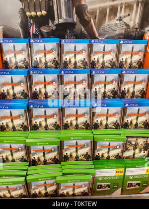 SHEFFIELD, UK - 20TH MARCH 2019: Division 2 for sale in Tesco for both the XBox One and Playstation 4 Stock Photo