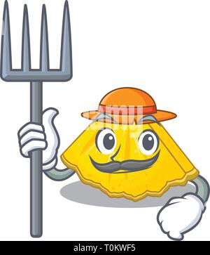 Farmer pineapple slice with in character shape Stock Vector