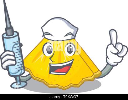 Nurse pineapple slice isolated in the mascot Stock Vector