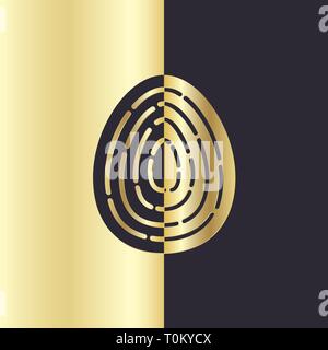 Gold Foil Happy Easter Greeting Egg Card Stock Vector