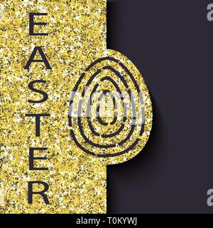 Gold Foil Happy Easter Greeting Egg Card Stock Vector