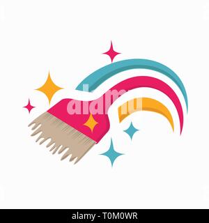 House painting service decor and repair multi color icon Stock Vector