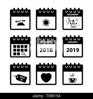 Calendar icons for web design, calendar symbol, flat calendar, Stock Vector