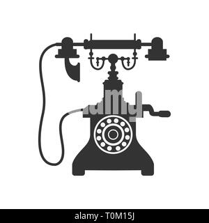 Vintage old phone vector icon on white background Stock Vector