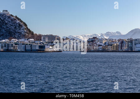 The entrance to the sea port of Alesund in Norway. Stock Photo