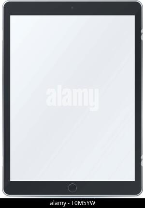 Tablet pc with blank screen on white background. Technological device template. Realistic mockup vector design. Stock Vector