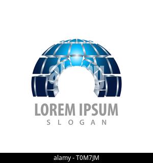 Igloo tech in 3D style concept design. Symbol graphic template element Stock Vector