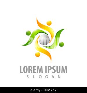 Rotate community people figures character concept design. Symbol graphic template element Stock Vector