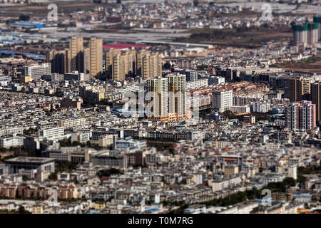 View on Chinese city with tilt shift effect Stock Photo