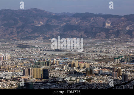 View on Chinese city with tilt shift effect Stock Photo