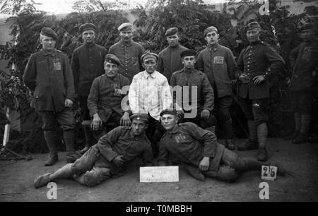 First World War / WWI, prisoners of war, group of captured German soldiers, France, August 1919, Additional-Rights-Clearance-Info-Not-Available