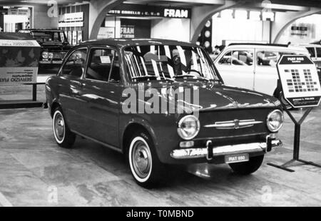 transport / transportation, car, vehicle variants, Fiat 850, view from right ahead, car show, Italy, 1960s, Additional-Rights-Clearance-Info-Not-Available Stock Photo