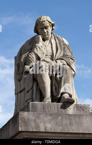 A Statue of Samuel Johnson in Market Square, Lichfield, Staffordshire, UK. Stock Photo