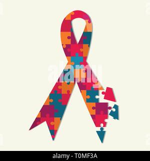 puzzle ribbon for autism day concept vector illustration on white background