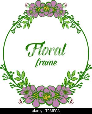 Vector illustration circular purple flower frame for invitation card ...
