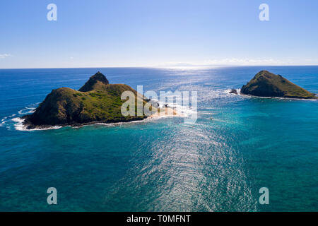 Mokulua Islands, Lanikai, Kailua, Oahu, Hawaii Stock Photo