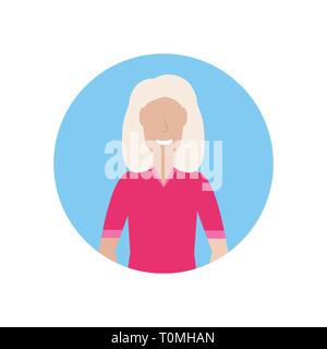 senior woman happy grandmother face avatar female cartoon character portrait flat isolated Stock Vector