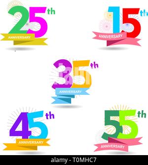 Anniversary collection set number 15-55 Stock Vector