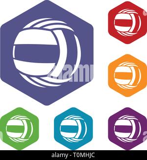 Volleyball icons vector hexahedron Stock Vector