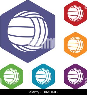 Modern volleyball icons vector hexahedron Stock Vector
