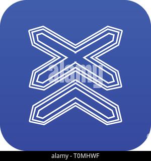 Two non barrier railways icon blue vector Stock Vector