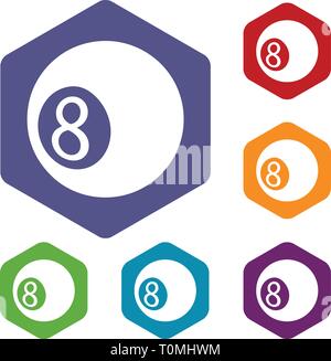 Billiard ball icons vector hexahedron Stock Vector
