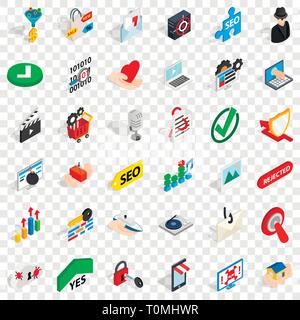 Safety icons set, isometric style Stock Vector