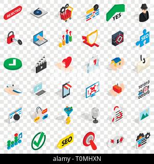 Secure safety icons set, isometric style Stock Vector