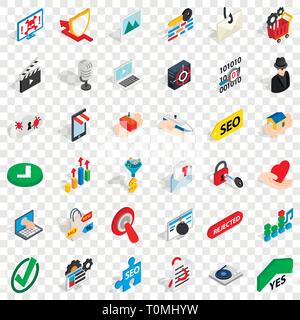 Safety cyber icons set, isometric style Stock Vector