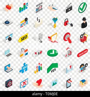 Cyberspace icons set, isometric style Stock Vector