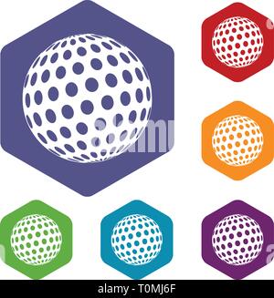 Golf ball icons vector hexahedron Stock Vector