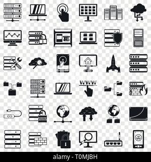 Database icons set, simple style Stock Vector