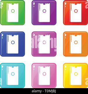 Dry napkins pack icons set 9 color collection Stock Vector