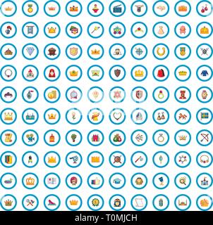 100 kingdom icons set, cartoon style  Stock Vector