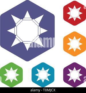 Origami sun icons vector hexahedron Stock Vector
