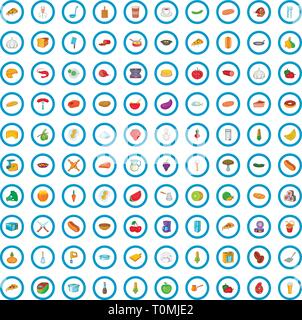 100 baking icons set. Cartoon illustration of 100 baking icons vector ...
