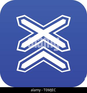 Two line non barrier railways icon blue vector Stock Vector