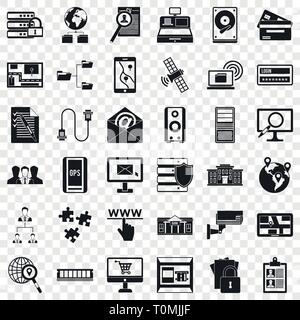 Data in laptop icons set, simple style Stock Vector