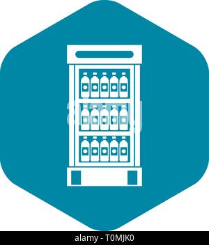 Fridge with refreshments drinks icon, simple style Stock Vector