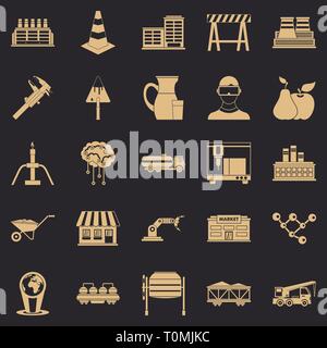 Extraction icons set, simple style Stock Vector
