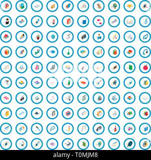100 knowledge icons set, isometric 3d style Stock Vector