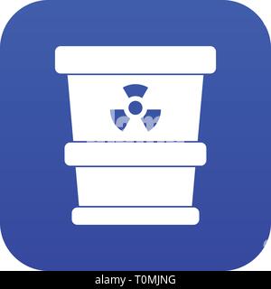 Trashcan containing radioactive waste icon digital blue Stock Vector