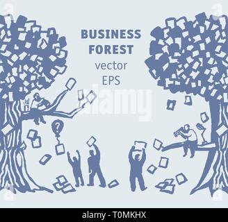 Abstract business forest people and documents Stock Vector