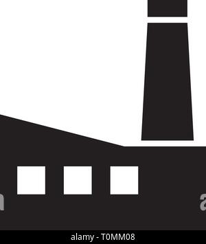 Industrial factory building icon symbol. Outline vector illustration ...