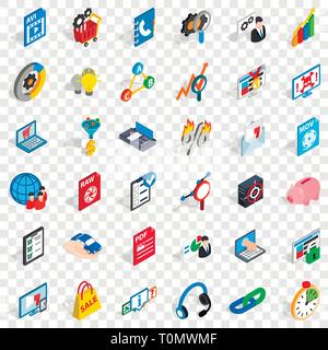 Information cloud icons set, isometric style Stock Vector