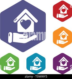 Hand house icons vector hexahedron Stock Vector