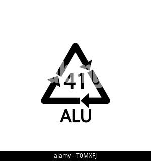 Aluminium recycling symbol ALU 41, metals recycling code ALU 41, vector ...