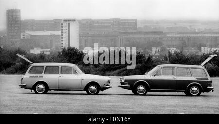 transport / transportation, car, vehicle variants, Volkswagen Variant 1600 (left and Variant 411 E (right), side view, 1972, Additional-Rights-Clearance-Info-Not-Available Stock Photo