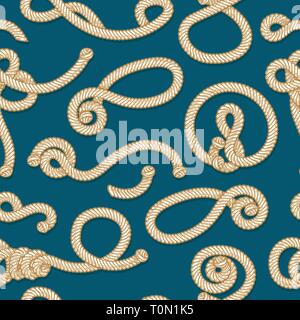 Cuts of Marine ropes seamless pattern. Vector illustration. Stock Vector
